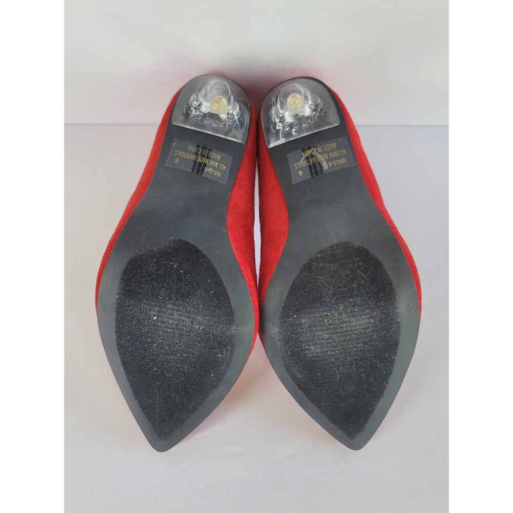 CATHY DIN Red Jeweled Sexy Girl Faux Suede Stiletto Heel Pumps Shoes Size 6 - Picture 7 of 10